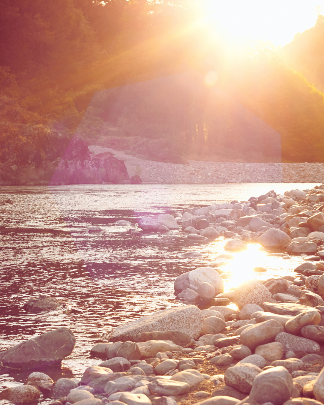 Light on water Energy flow of river and light Reiki Trainings Reiki Journey