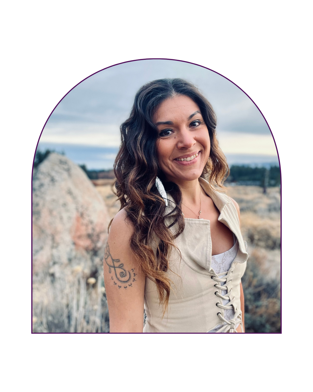Marisa Espinoza smiling outdoors, ready to send healing energy